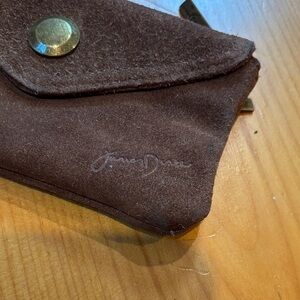 JUNIOR DRAKE Cool Envelope Snap 6” x 3.25” Brown Suede Leather Coin Purse Wallet